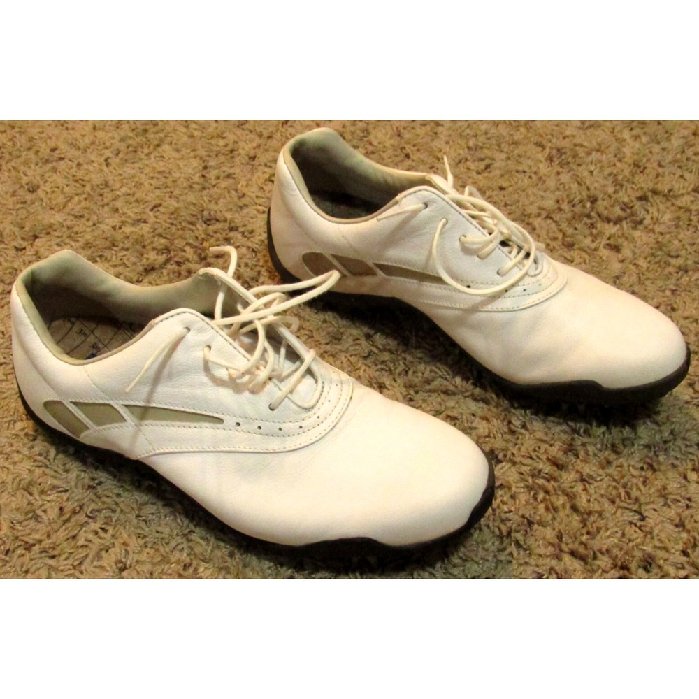 Footjoy Lopro Womens Size 9M Golf Cleats Shoes White Tan Soft Spike 97228 NICE